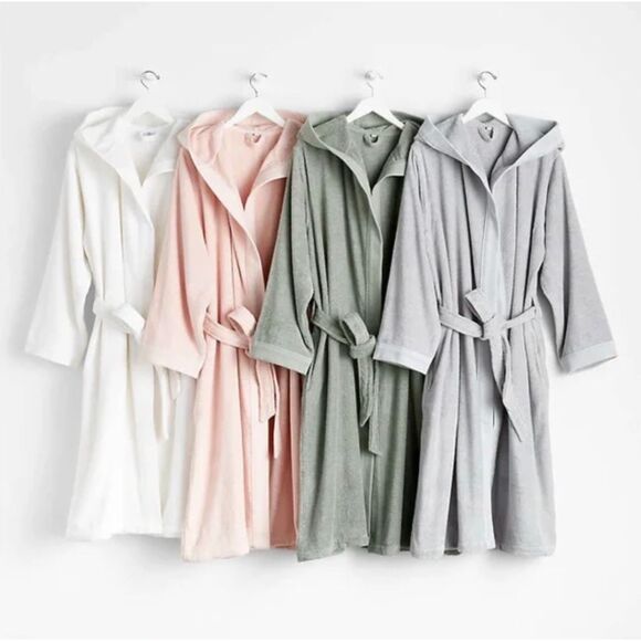 Crate&Barrel Other - Crate & Barrel Turkish Cotton Hooded Robe Sz S/M White 100% Cotton